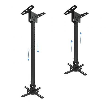 Tooq PJ3030TN-B Soporte de Techo para Proyector, Inclinable Giratorio Nivelable, hasta 20 kg, Negro